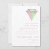 Iridescent Rainbow Diamond Rose Gold Wedding Einladung (Vorderseite)