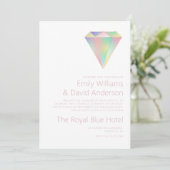 Iridescent Rainbow Diamond Rose Gold Wedding Einladung (Stehend Vorderseite)