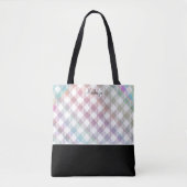 Iridescent Rainbow Gingham Pattern mit Monogramm Tasche (Vorderseite)