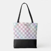 Iridescent Rainbow Gingham Pattern mit Monogramm Tasche (Rückseite)