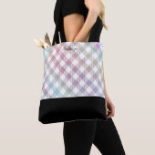 Iridescent Rainbow Gingham Pattern mit Monogramm Tasche (Von Nahem)