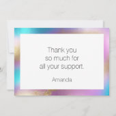 Iridescent Rainbow Glam Dankeskarte (Rückseite)