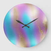 Iridescent Rainbow Glam Große Wanduhr (Vorderseite)