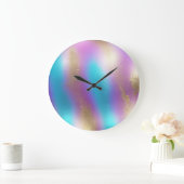 Iridescent Rainbow Glam Große Wanduhr (Zuhause)