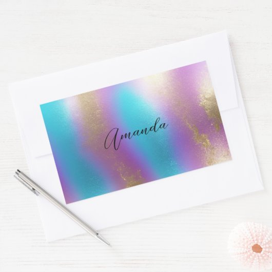 Iridescent Rainbow Glam Rechteckiger Aufkleber (Umschlag)