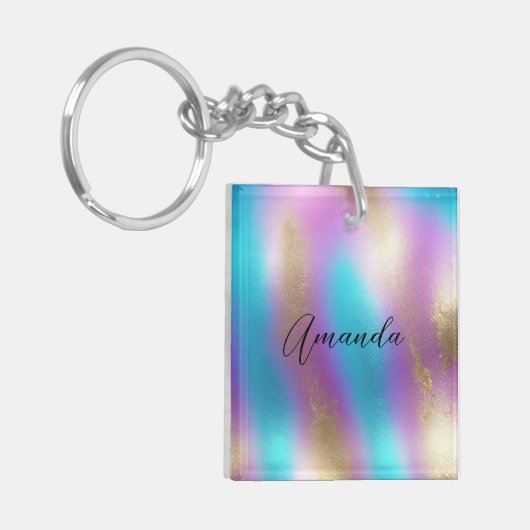 Iridescent Rainbow Glam Schlüsselanhänger (Vorderseite links)