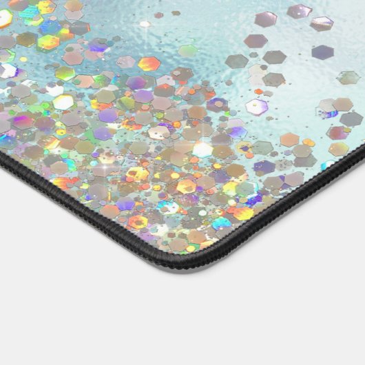 Iridescent Rainbow Holographic Glitzer Schreibtischunterlage (Ecke)