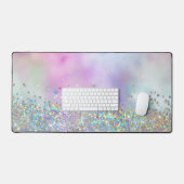 Iridescent Rainbow Holographic Glitzer Schreibtischunterlage (Tastatur & Maus)
