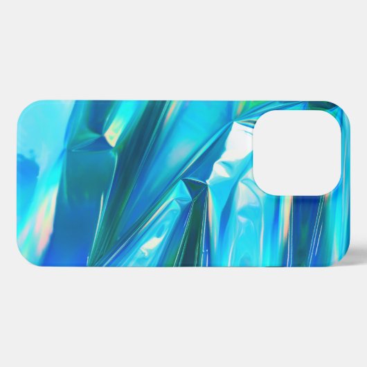 Iridescent Rainbow Metallic Pastel Aqua iPhone Hülle (Rückseite (Horizontal))