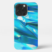 Iridescent Rainbow Metallic Pastel Aqua iPhone Hülle (Rückseite)