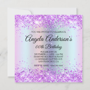 Iridescent Rainbow Shimmer Mermaid Scales Geburtst Einladung