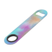 Iridescent Rainbow Watercolor Holi Abstraction Speed Flaschenöffner (Vorderseite Schrägansicht)