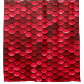 Iridescent Red Shiny Glitzer Mermaid Fischskala Duschvorhang (Vorderseite)