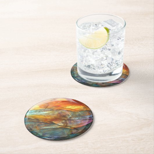 Iridescent Rock Layers Marmorgranit Runder Pappuntersetzer (Vor Ort)
