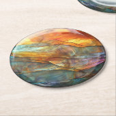 Iridescent Rock Layers Marmorgranit Runder Pappuntersetzer (Angewinkelt)