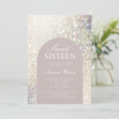Iridescent Rose Gold Glitzer 16 . Geburtstag Einladung (Stehend Vorderseite)