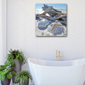 Iridescent Seashells Starfish Driftwood Sand Poster