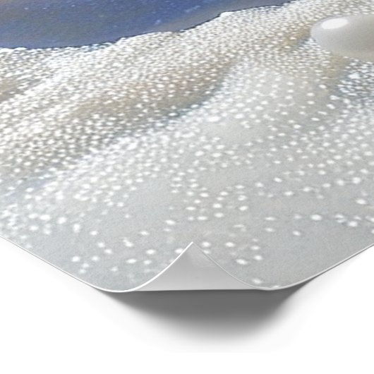 Iridescent Seashells Starfish Driftwood Sand Poster (Ecke)