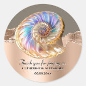 Iridescent Shell Wedding Thank You Sticker (Vorderseite)