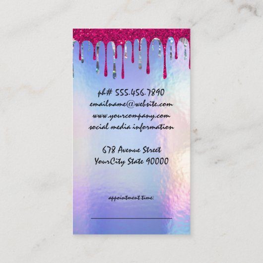 Iridescent Shimmer | GLITZER TROPFEN | Salonschere Terminkarte (Rückseite)