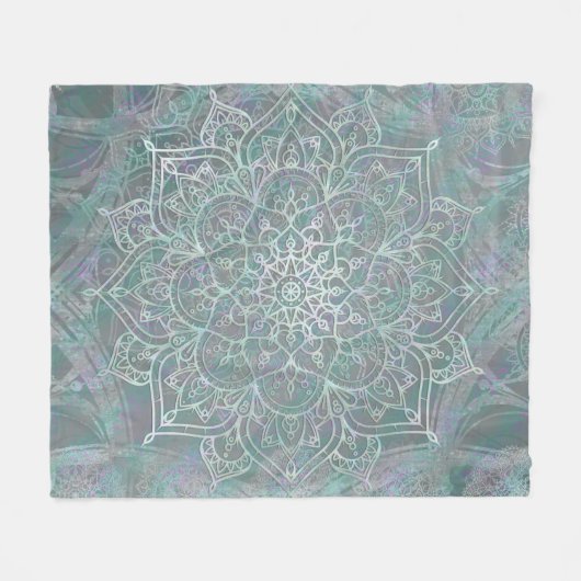Iridescent Shimmer Mandala Boho Chic Fleecedecke (Vorderseite (Horizontal))