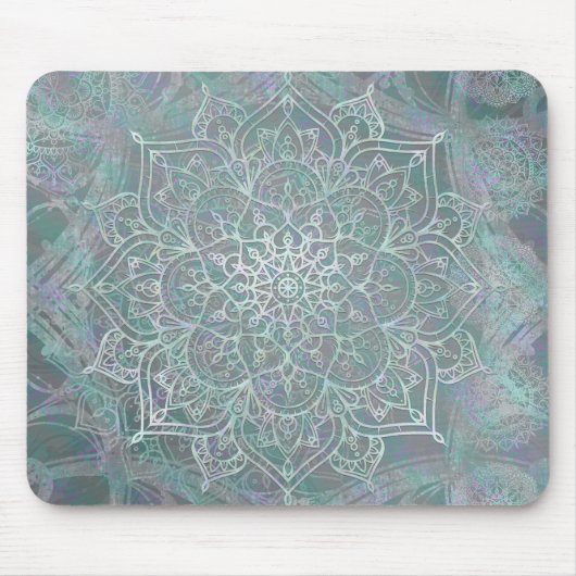 Iridescent Shimmer Mandala Boho Chic Mousepad (Vorne)