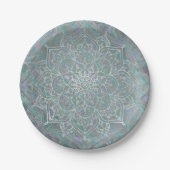 Iridescent Shimmer Mandala Boho Chic Pappteller (Vorderseite)