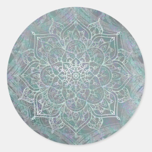 Iridescent Shimmer Mandala Boho Chic Runder Aufkleber (Vorderseite)