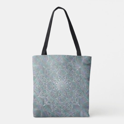 Iridescent Shimmer Mandala Boho Chic Tasche (Rückseite)