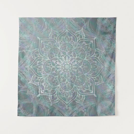 Iridescent Shimmer Mandala Boho Chic Wandteppich (Vorderseite)