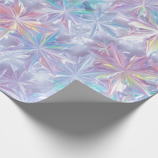 Iridescent shimmering snowflakes pattern geschenkpapier (Ecke)