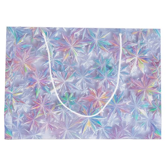 Iridescent shimmering snowflakes pattern große geschenktüte (Rückseite)