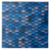 Iridescent Shiny Blue Mermaid Fischskalen Fliese (Vorderseite)