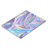 Iridescent Shiny Metallic Fabric Date, Script Name Notizblock (Linke Seite)