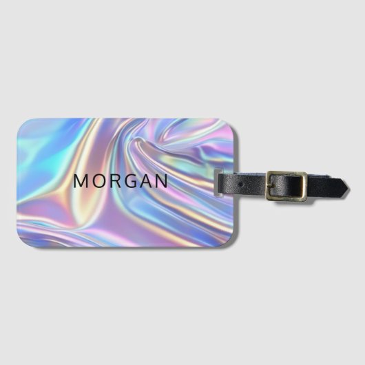 Iridescent Shiny Metallic Fabric, Name Gepäckanhänger (Vorderseite (Horizontal))