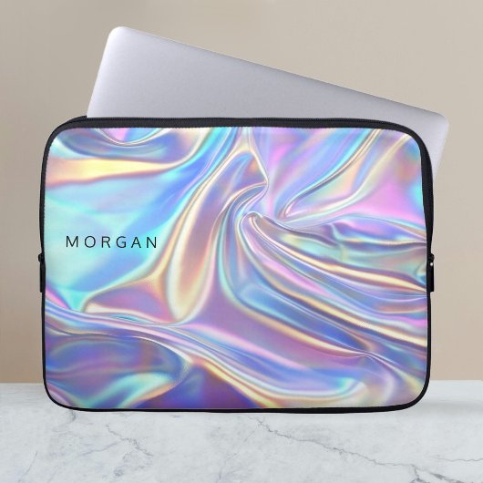 Iridescent Shiny Metallic Fabric, Name Laptopschutzhülle