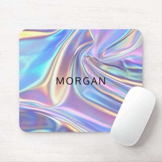 Iridescent Shiny Metallic Fabric, Name Mousepad (Mit Mouse)
