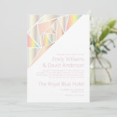 Iridescent Silver Soft Pastel Diamond Wedding  Einladung (Stehend Vorderseite)