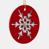 Iridescent Snowflake auf Deep Red Keramik Ornament (Rechts)