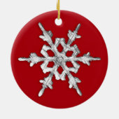 Iridescent Snowflake auf Deep Red Keramik Ornament (Hinten)