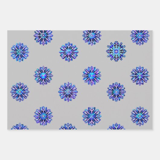 Iridescent Snowflakes Weihnachten Hanukkah Geschen Geschenkpapier Set (Vorderseite 2)