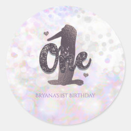 Iridescent Sparkle Ein 1. Geburtstag Gastgeschenk Runder Aufkleber