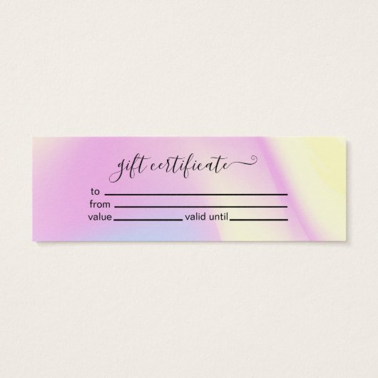 Iridescent Sparkle Holographic Gift Certificate (Rückseite)