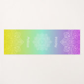 Iridescent Teal Rainbow Gradient Mandala With Name Yogamatte (Vorderseite (Horizontal))