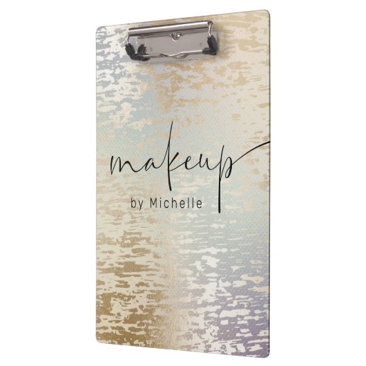 Iridescent Textured Modern Script Makeugram Monogr Klemmbrett (Links)
