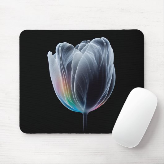 Iridescent Tulip auf schwarz Mousepad (Mit Mouse)
