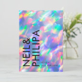 Iridescent Ultra Modern Bold Names ohne Foto Save The Date (Stehend Vorderseite)