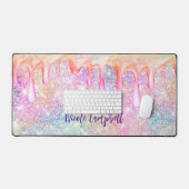 Iridescent unicorn rosa Imitate Glitzer Tropfen Schreibtischunterlage (Tastatur & Maus)