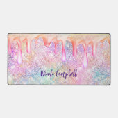 Iridescent unicorn rosa Imitate Glitzer Tropfen Schreibtischunterlage (Vorderseite)