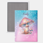 Iridescent verzauberte märchenhafte Pilze Name Magnet (Vorderseite/Rückseite)